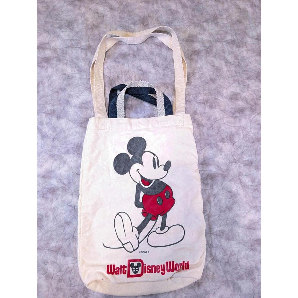 Walt Disney World Mickey Mouse Canvas Tote Bag Park Souvenir Handle 16.5" x 12"